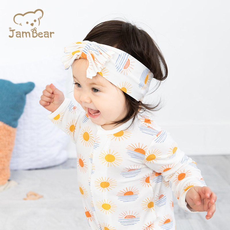 JamBear Modal Magnetic Footie magnet baby onesie organic baby clothes magnetic toddle footie magnetic custom Modal Button Romper