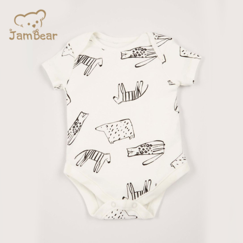 JamBear Organic Cotton Baby Onesie summer baby suit short Sleeve Organic Baby Clothes Toddler cotton Button Bodysuit