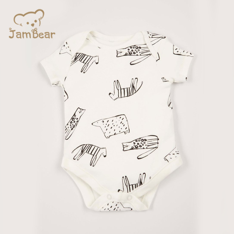 JamBear Organic Cotton Baby Onesie summer baby suit short Sleeve Organic Baby Clothes Toddler cotton Button Bodysuit