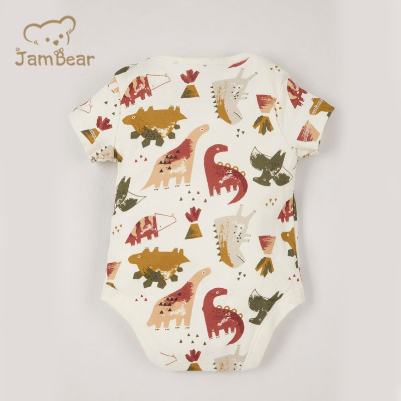 JamBear Organic Cotton Toddler Bodysuit short Sleeve Organic Baby Clothes Button summer baby suit