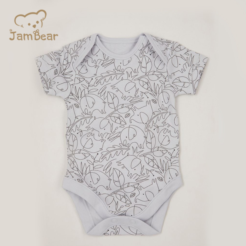 JamBear Organic Cotton Baby Onesie summer baby suit short Sleeve Organic Baby Clothes Toddler cotton Button Bodysuit