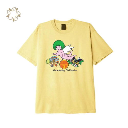 100% Orgnaic cotton heavyweight box fit t-shirt sustainable men t-shirt printed eco friendly t-shirt for men short sleeve