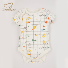 JamBear Organic Cotton Baby Onesie summer baby suit short Sleeve Organic Baby Clothes Toddler cotton Button Bodysuit