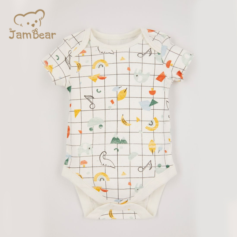 JamBear Organic Cotton Baby Onesie summer baby suit short Sleeve Organic Baby Clothes Toddler cotton Button Bodysuit