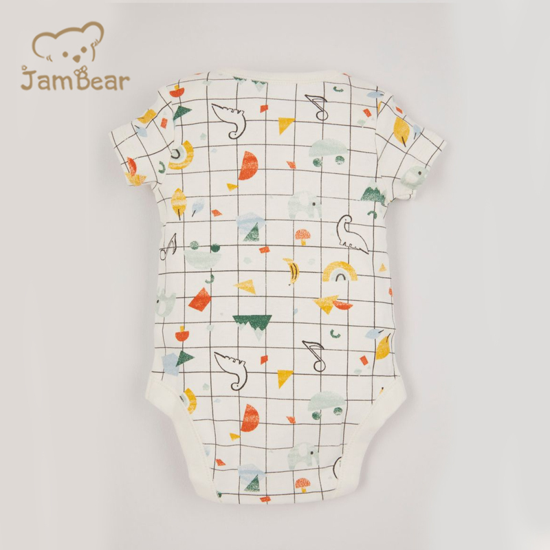 JamBear Organic Cotton Baby Onesie summer baby suit short Sleeve Organic Baby Clothes Toddler cotton Button Bodysuit