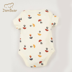 JamBear Organic Cotton Toddler Bodysuit short Sleeve Organic Baby Clothes Button summer baby suit
