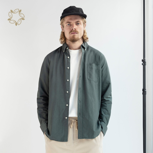Long sleeve shirts for men sustainable mens oxford shirts eco friendly camisas organic cotton men's shirts