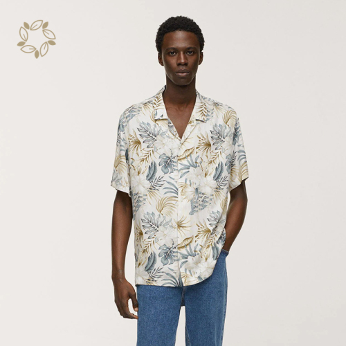 Print men's shirts organic cotton men wear hawaiian beach shirt eco friendly shirts for men short sleeve camisas