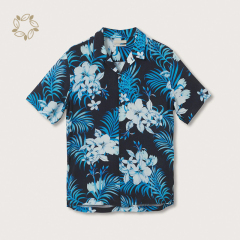 Print men's shirts organic cotton men wear hawaiian beach shirt eco friendly shirts for men short sleeve camisas