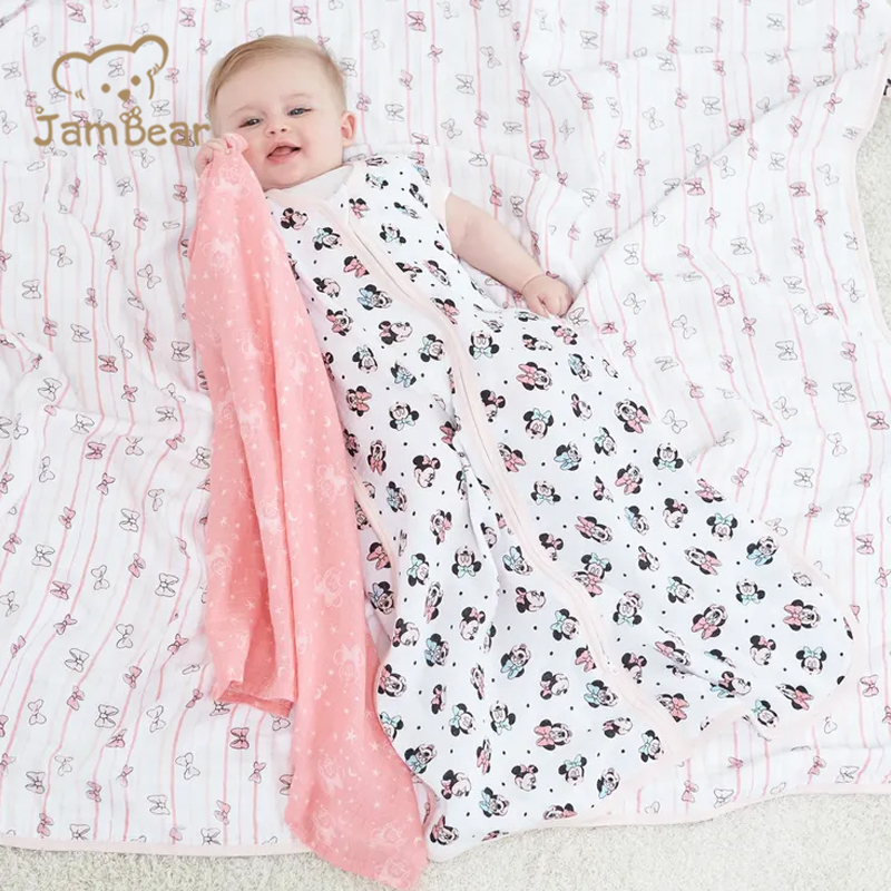 Jambear Baby Muslin Sleeping Bag muslin sleep sack two way Zipper Organic cotton baby sleep sack