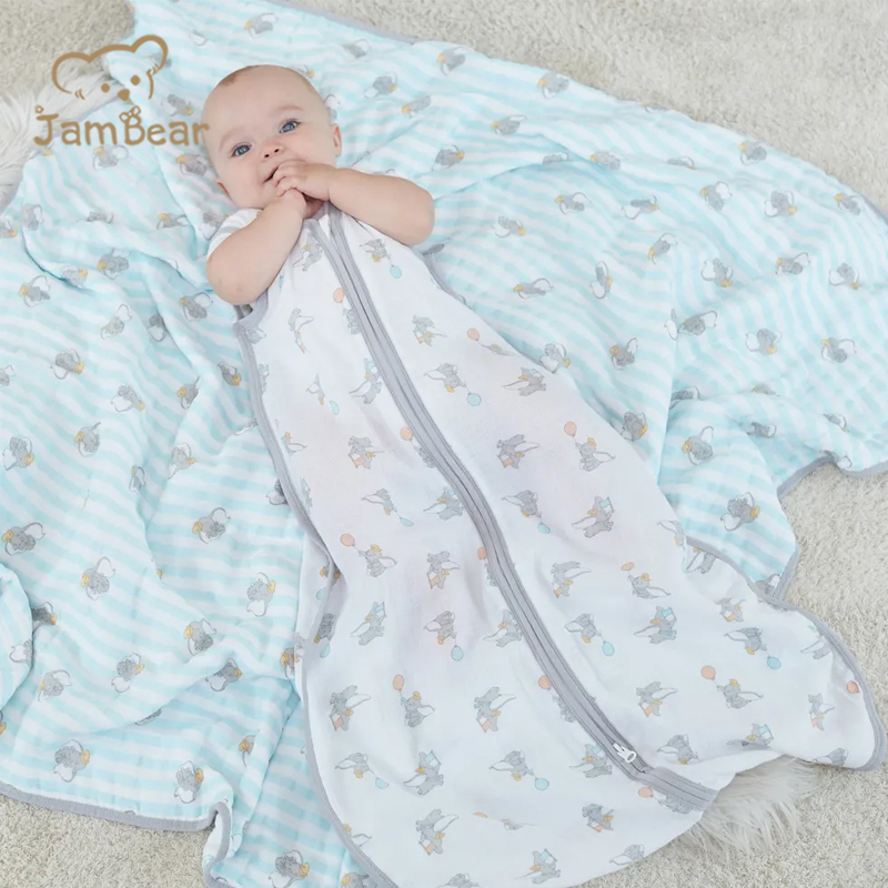 Jambear Baby Muslin Sleeping Bag muslin sleep sack two way Zipper Organic cotton baby sleep sack