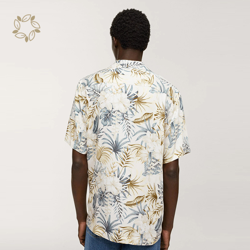Print men's shirts organic cotton men wear hawaiian beach shirt eco friendly shirts for men short sleeve camisas