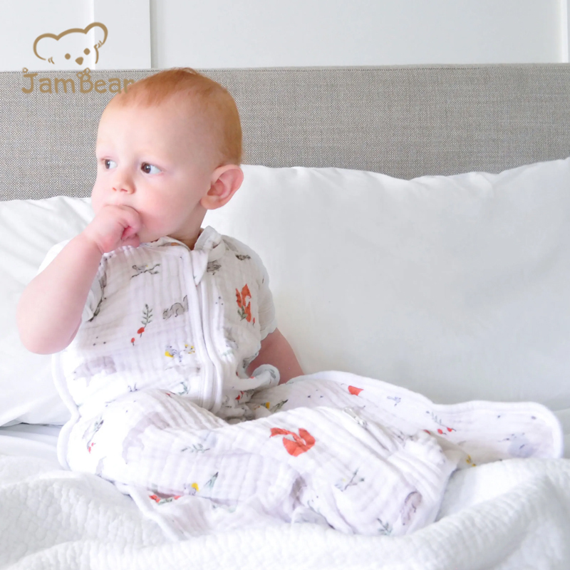 Jambear Organic cotton baby sleep sack Baby Muslin Sleeping Bag Eco-friendly muslin sleep sack