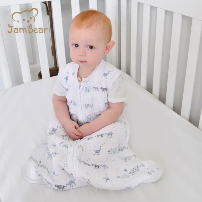 Jambear Organic cotton baby sleep sack Baby Muslin Sleeping Bag Eco-friendly muslin sleep sack