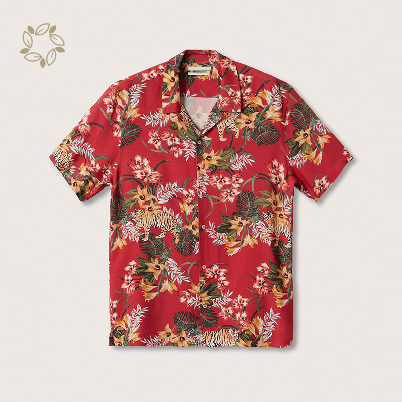 Organic cotton shirts for men sustainable men wear hawaiian beach shirt short sleeve camisas eco friendly men's shirts
