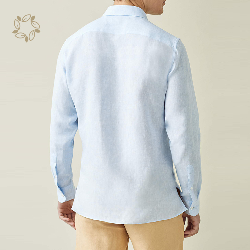 Organic linen shirts custom logo sustainable linen shirt men eco friendly linen long sleeve shirt men turn-down collar camisas