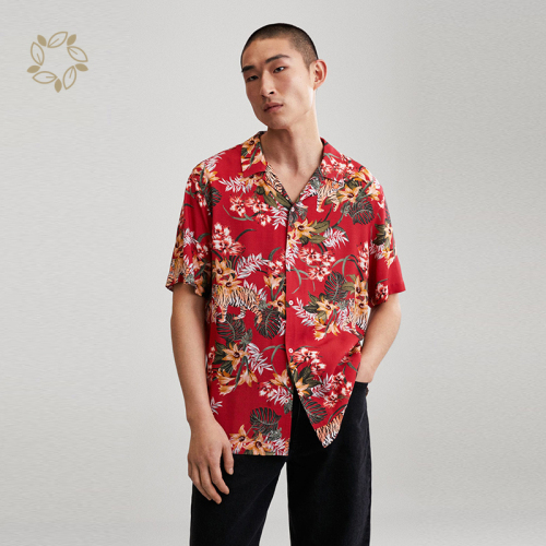 Organic cotton shirts for men sustainable men wear hawaiian beach shirt short sleeve camisas eco friendly men's shirts