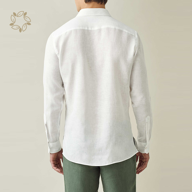 Organic linen shirts custom logo sustainable linen shirt men eco friendly linen long sleeve shirt men turn-down collar camisas