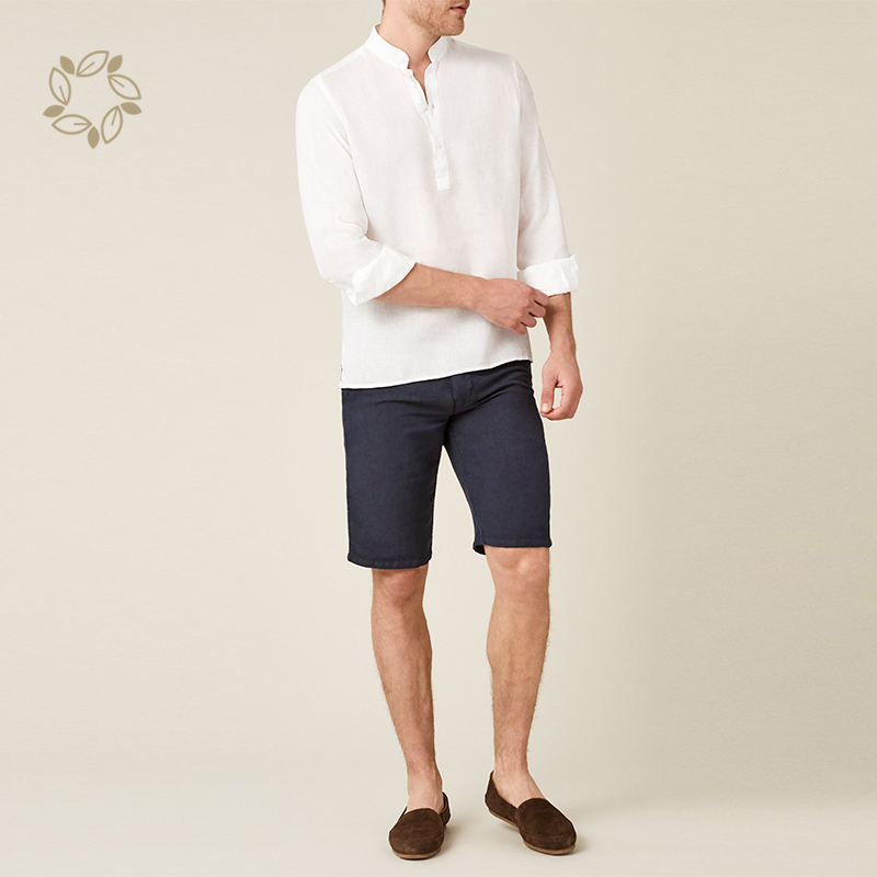 Sustainable linen shirt men long sleeve shirts for men henley eco friendly shirts for men custom logo camisas
