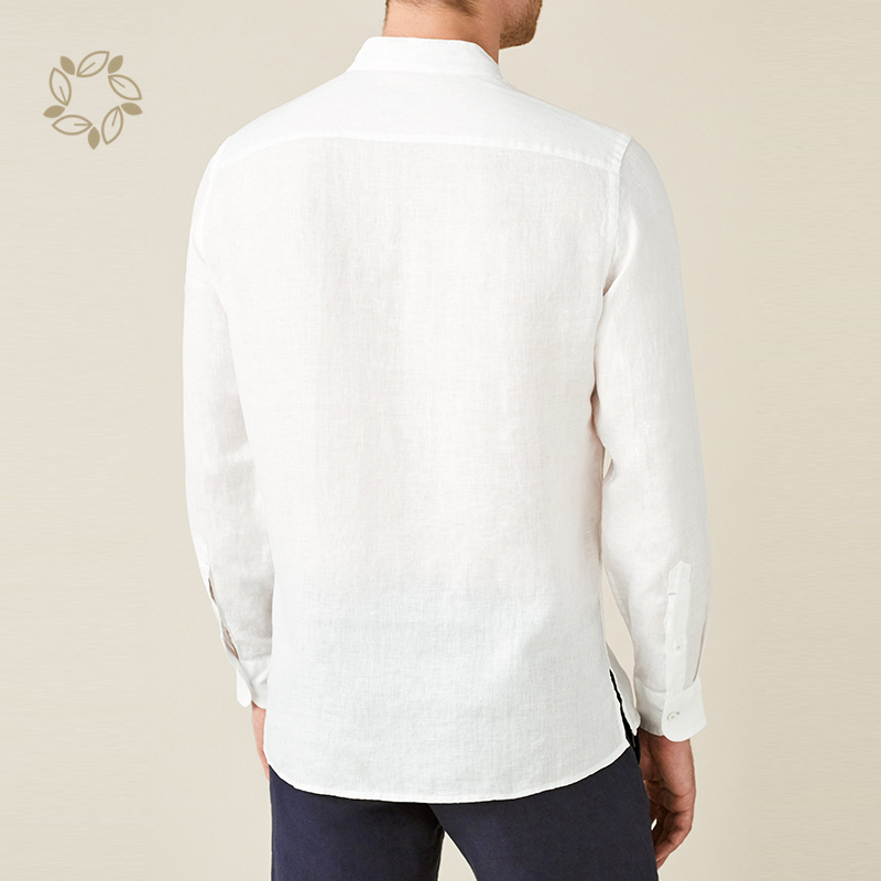 Sustainable linen shirt men long sleeve shirts for men henley eco friendly shirts for men custom logo camisas
