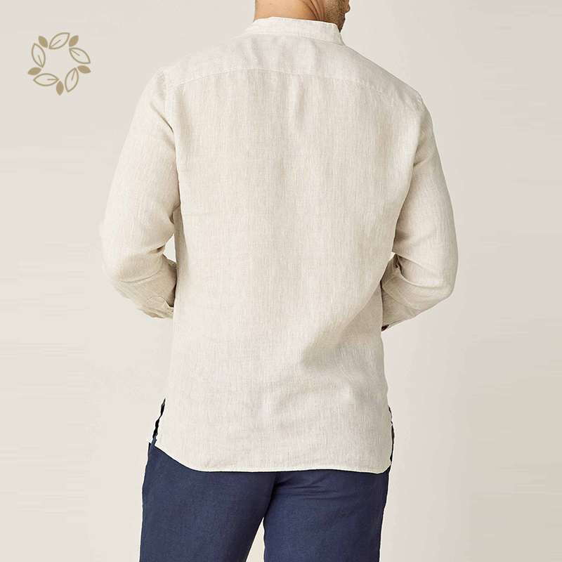 Sustainable linen shirt men long sleeve shirts for men henley eco friendly shirts for men custom logo camisas