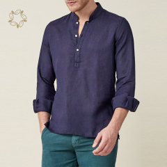 Sustainable linen shirt men long sleeve shirts for men henley eco friendly shirts for men custom logo camisas