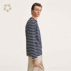 Organic cotton striped long sleeves t-shirt sustainable men's t-shirts eco friendly mens t shirts cotton