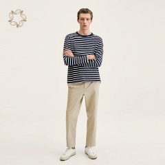 Organic cotton striped long sleeves t-shirt sustainable men's t-shirts eco friendly mens t shirts cotton