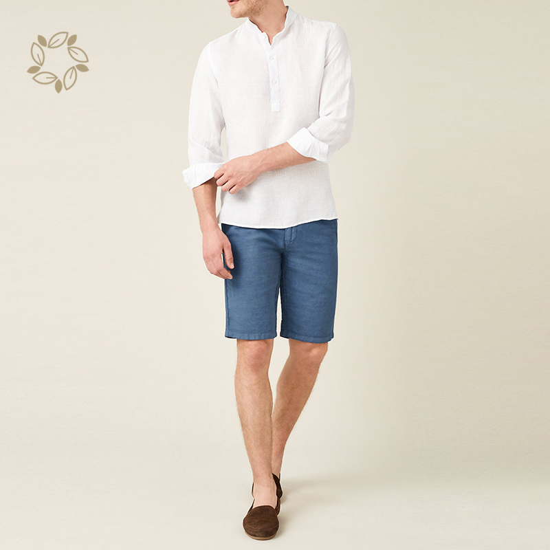 Sustainable linen shirt men long sleeve shirts for men henley eco friendly shirts for men custom logo camisas