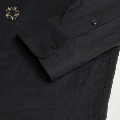 Sustainable men's shirt linen henley shirts for men long sleeve camisas eco friendly regular fit mao collar linen shirt