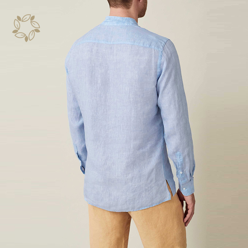 100% Linen shirts for men sustainable linen shirt men casual striped eco friendly men shirts custom long sleeve camisas