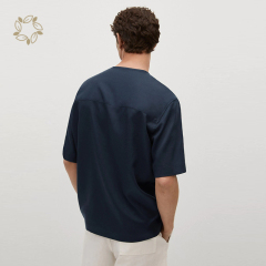 Sustainable shirts for men short sleeve regular fit lyocell linen henley shirt men's henry shirt eco friendly summer camisas