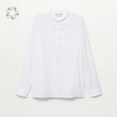100% Linen shirts for men sustainable regular fit mao collar linen shirt men camisas long sleeve men's shirt