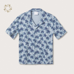 Sustainable hawaiian printed shirt organic cotton men's shirts printed short sleeve shirts for men print camisas