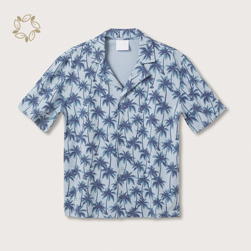 Sustainable hawaiian printed shirt organic cotton men's shirts printed short sleeve shirts for men print camisas