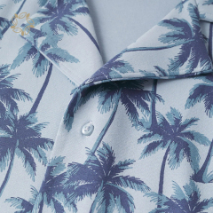Sustainable hawaiian printed shirt organic cotton men's shirts printed short sleeve shirts for men print camisas
