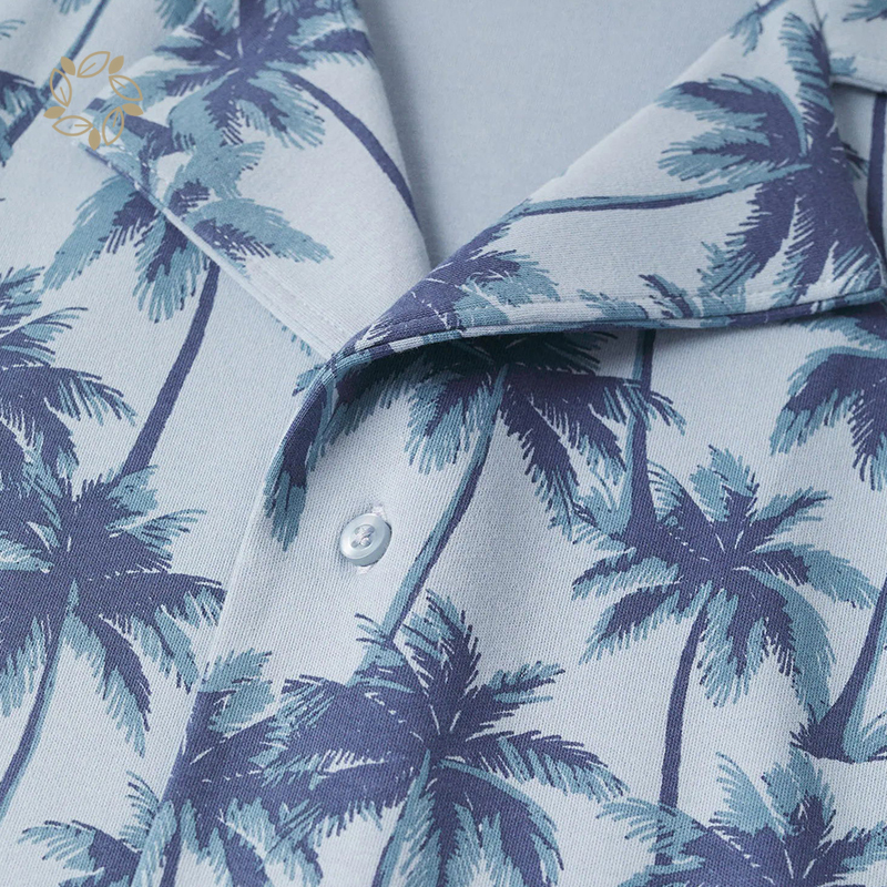 Sustainable hawaiian printed shirt organic cotton men's shirts printed short sleeve shirts for men print camisas