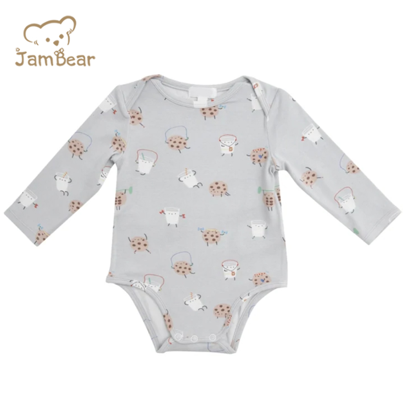 Jambear long sleeve button bodysuit Bamboo viscose toddler bodysuits Eco-friendly baby onesie organic baby clothes
