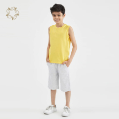 100% Organic cotton kids sweat shorts summer sustainable boy's sweat shorts eco friendly waffle basic drawstring shorts