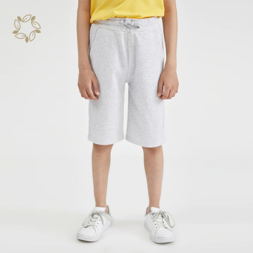 100% Organic cotton kids sweat shorts summer sustainable boy's sweat shorts eco friendly waffle basic drawstring shorts