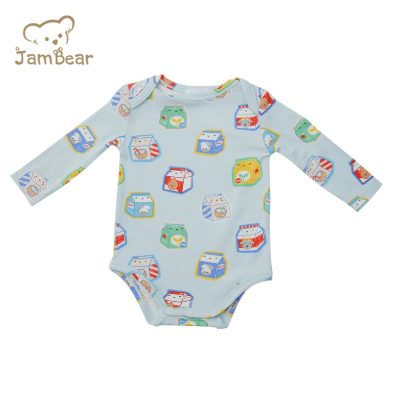 Jambear long sleeve button bodysuit Bamboo viscose toddler bodysuits Eco-friendly baby onesie organic baby clothes