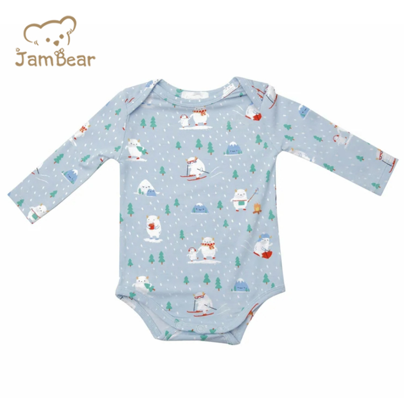 Jambear long sleeve button bodysuit Bamboo viscose toddler bodysuits Eco-friendly baby onesie organic baby clothes