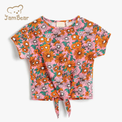 Summer floral short sleeve t-shirt 100% organic cotton jersey print t shirt for kids sustainable children tshirt