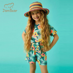 Summer floral short sleeve t-shirt 100% organic cotton jersey print t shirt for kids sustainable children tshirt