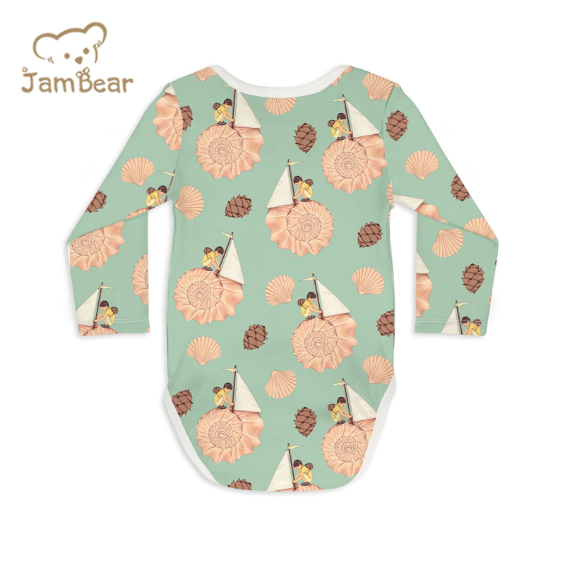 Jambear long sleeve button bodysuit organic baby clothes baby bodysuit rompers organic cotton newborn onesie