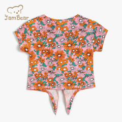 Summer floral short sleeve t-shirt 100% organic cotton jersey print t shirt for kids sustainable children tshirt