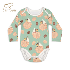 Jambear long sleeve button bodysuit organic baby clothes baby bodysuit rompers organic cotton newborn onesie