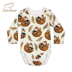 Jambear long sleeve button bodysuit organic baby clothes baby bodysuit rompers organic cotton newborn onesie