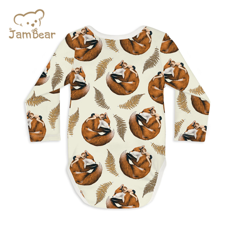 Jambear long sleeve button bodysuit organic baby clothes baby bodysuit rompers organic cotton newborn onesie