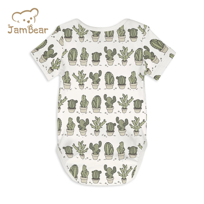 Jambear Baby printed Bodysuit organic baby clothes short sleeve button romper organic cotton newborn onesie